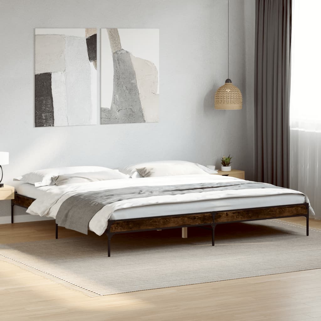 vidaXL Bed Frame without Mattress Smoked Oak 200x200 cm