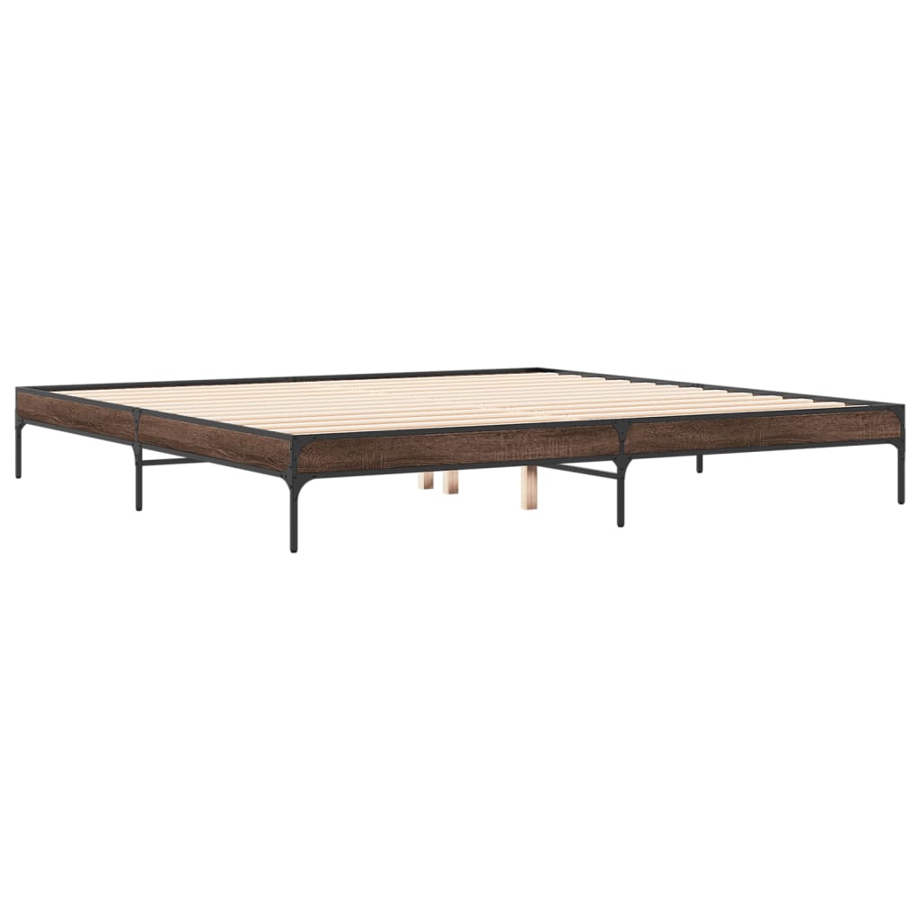 vidaXL Bed Frame without Mattress Brown Oak 180x200 cm Super King