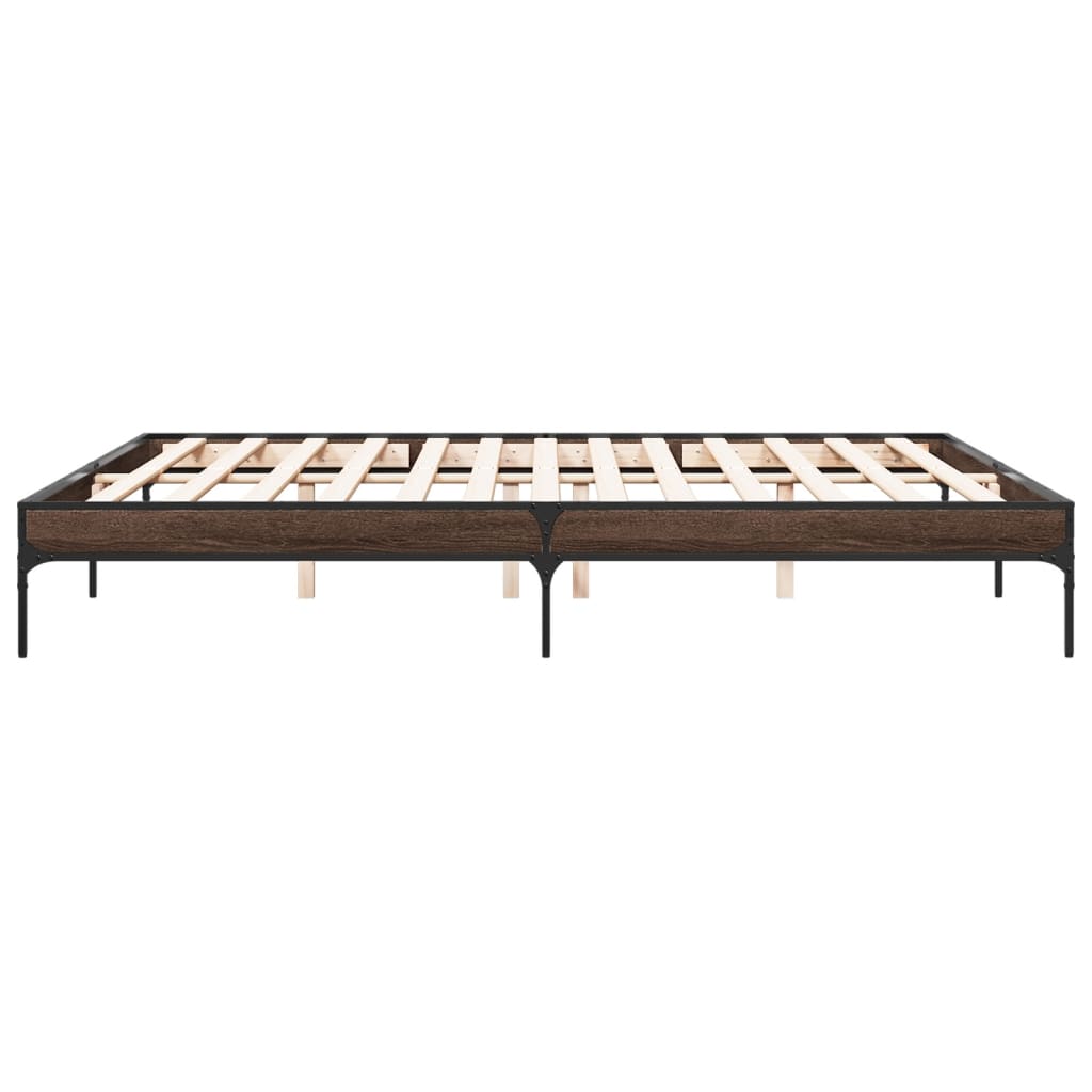 vidaXL Bed Frame without Mattress Brown Oak 180x200 cm Super King