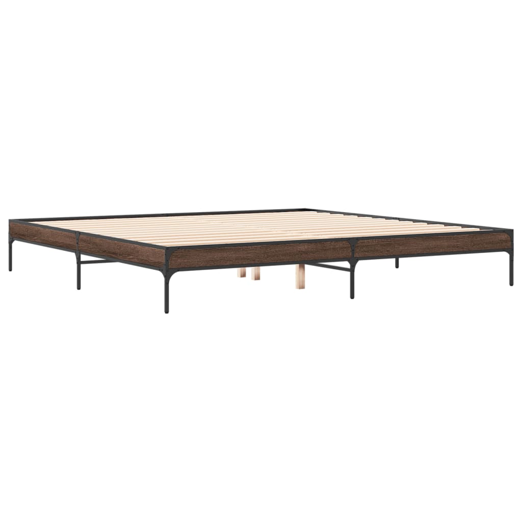 vidaXL Bed Frame without Mattress Brown Oak 180x200 cm Super King