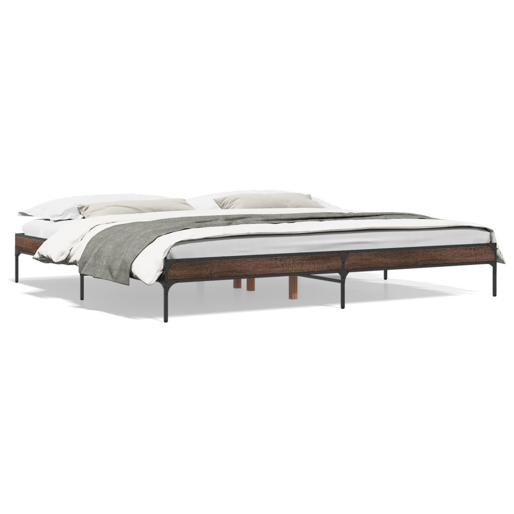 vidaXL Bed Frame without Mattress Brown Oak 180x200 cm Super King