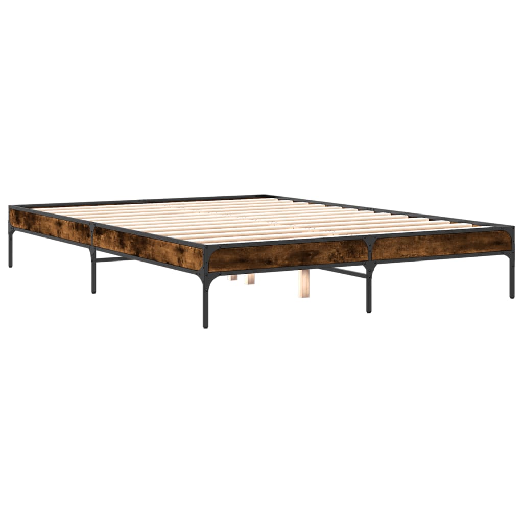 vidaXL Bed Frame without Mattress Smoked Oak 160x200 cm