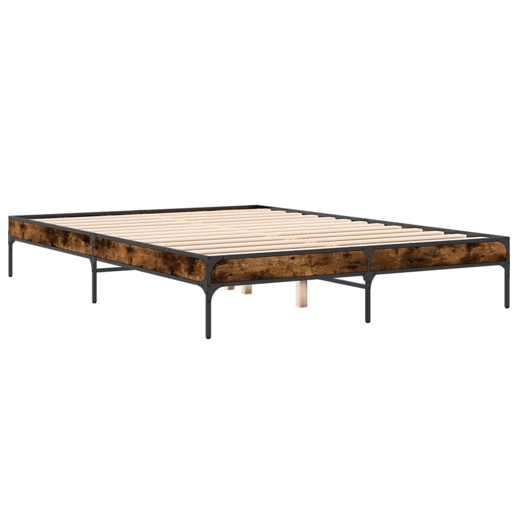 vidaXL Bed Frame without Mattress Smoked Oak 160x200 cm