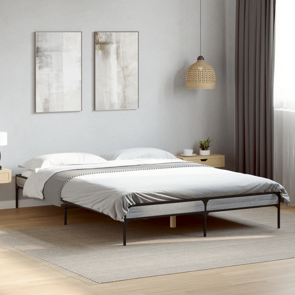 vidaXL Bed Frame without Mattress Grey Sonoma 160x200 cm