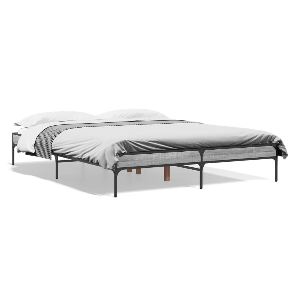 vidaXL Bed Frame without Mattress Grey Sonoma 160x200 cm