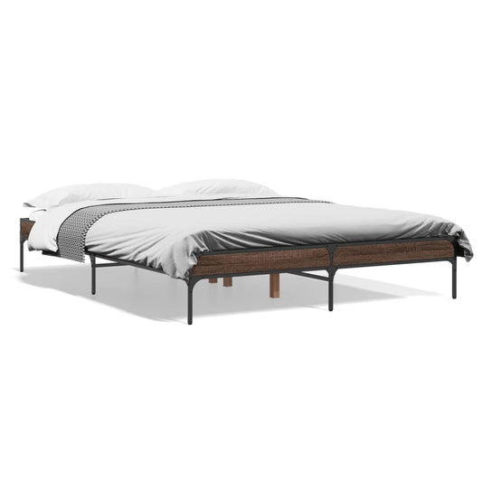 vidaXL Bed Frame without Mattress Brown Oak 150x200 cm King Size