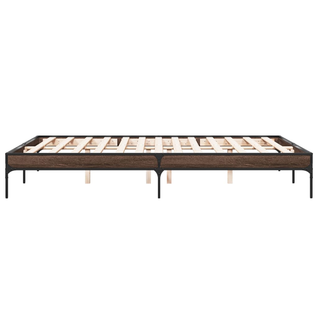 vidaXL Bed Frame without Mattress Brown Oak 140x200 cm