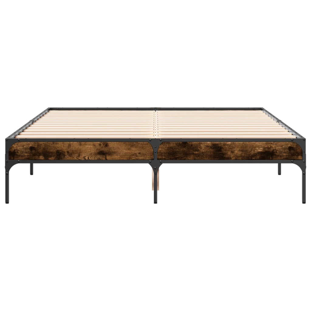 Bed Frame without Mattress Smoked Oak 120x200 cm