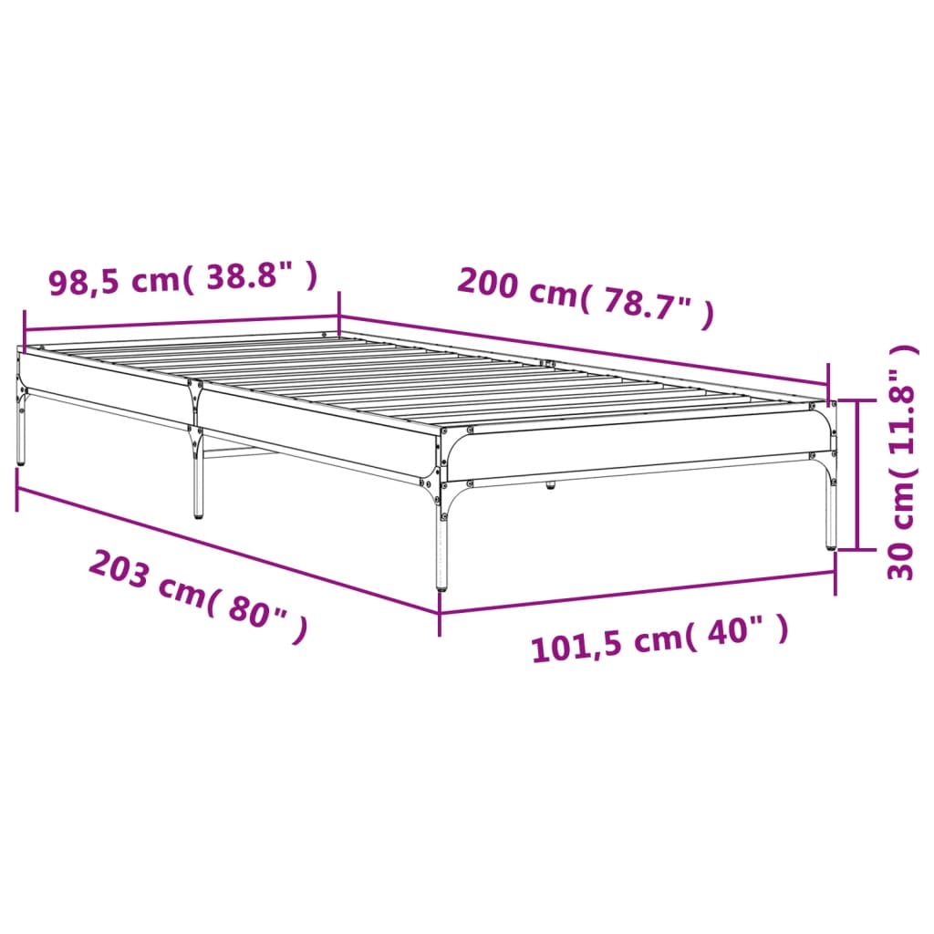 vidaXL Bed Frame without Mattress Sonoma Oak 100x200 cm