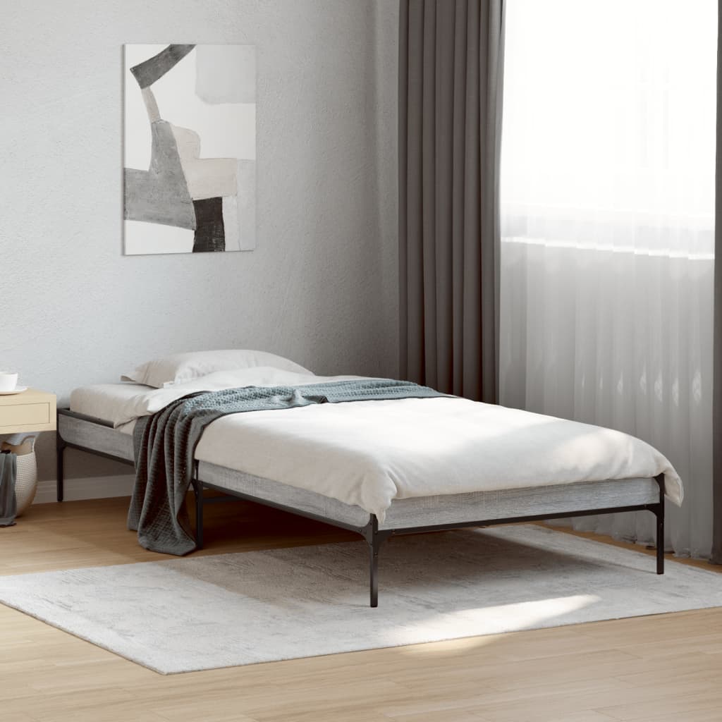 vidaXL Bed Frame without Mattress Grey Sonoma 100x200 cm