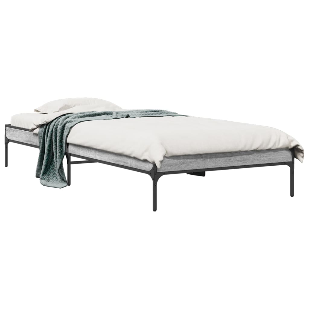 vidaXL Bed Frame without Mattress Grey Sonoma 100x200 cm