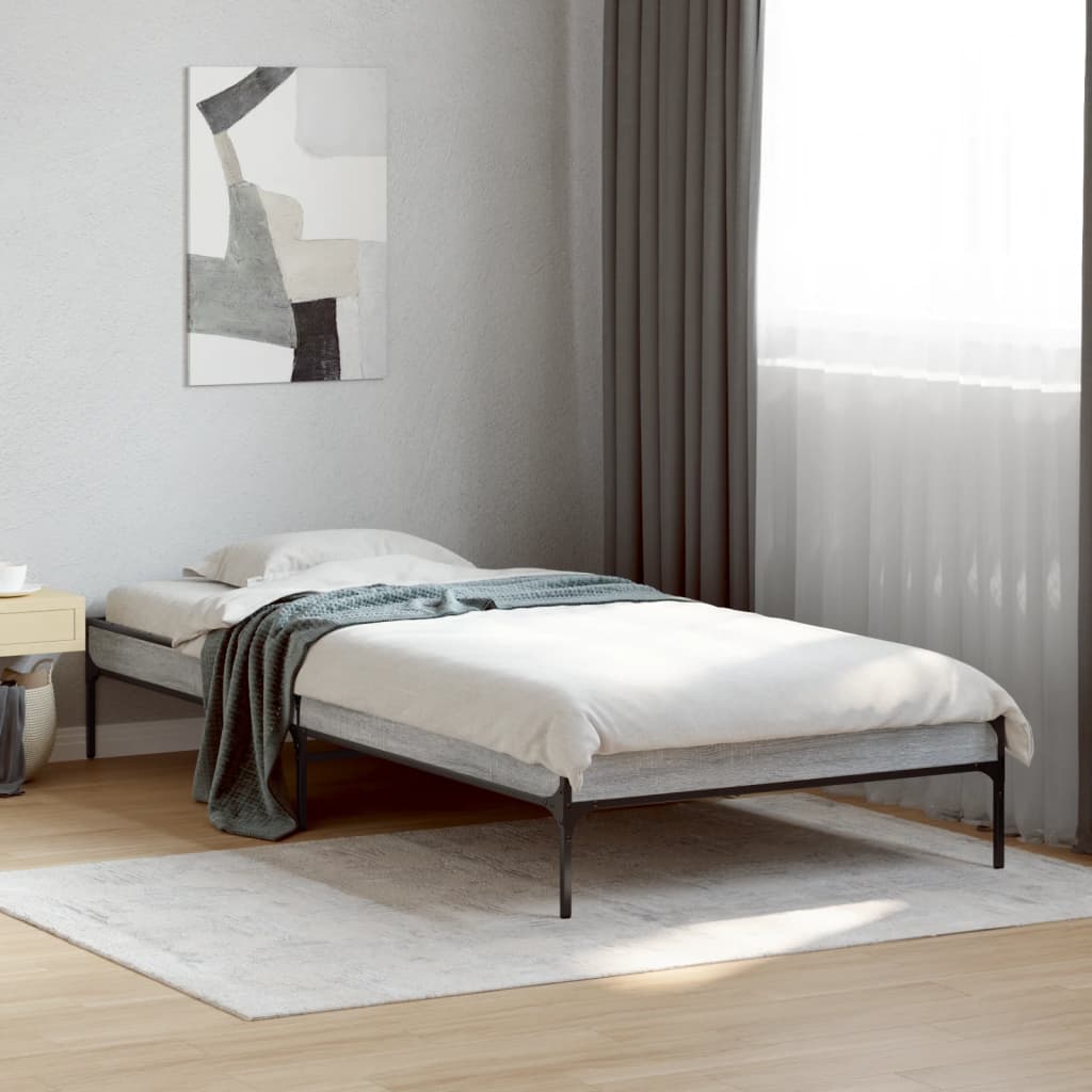 vidaXL Bed Frame without Mattress Grey Sonoma 90x200 cm