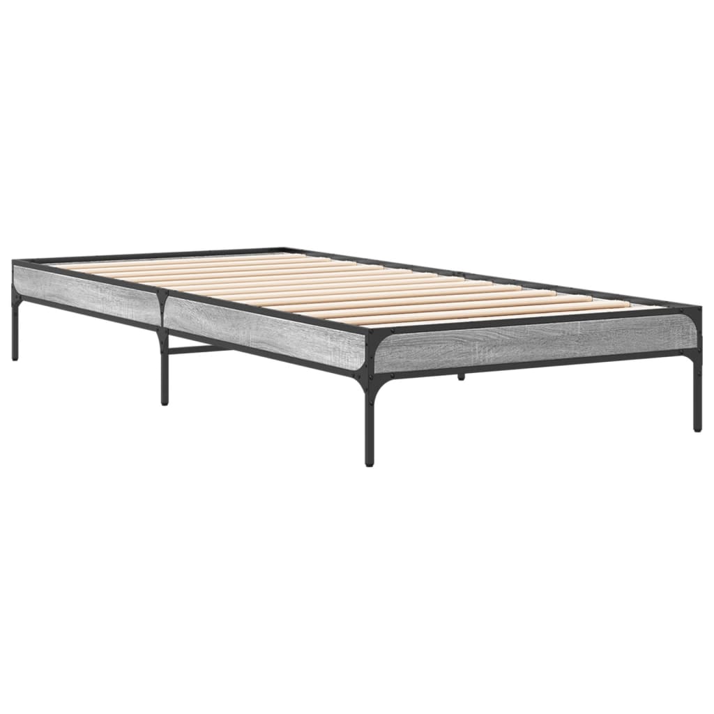 vidaXL Bed Frame without Mattress Grey Sonoma 90x200 cm