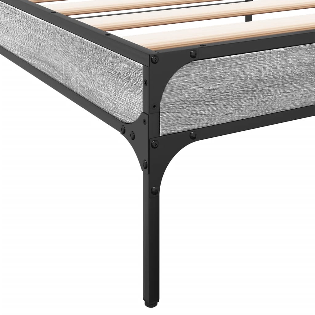 vidaXL Bed Frame without Mattress Grey Sonoma 90x200 cm