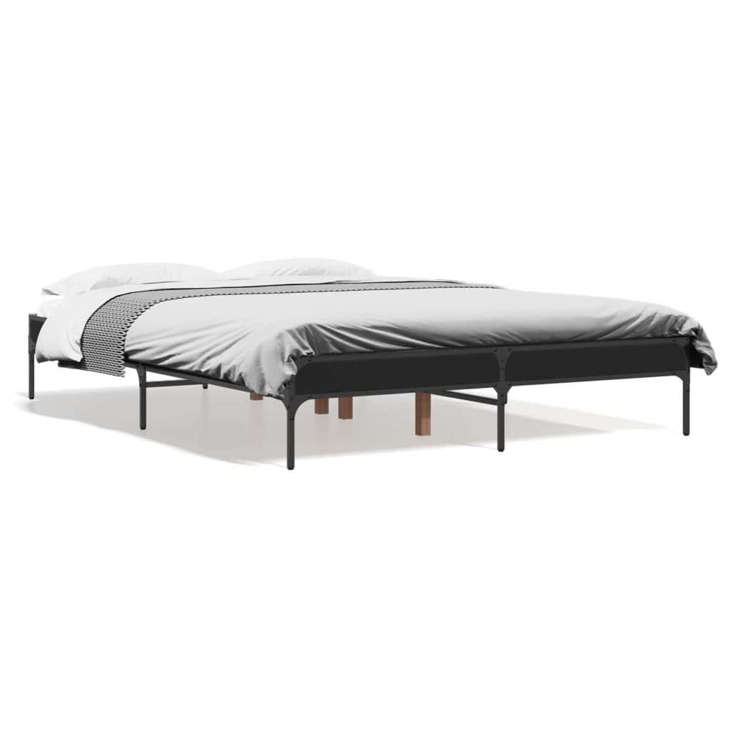 vidaXL Bed Frame without Mattress Black 140x190 cm