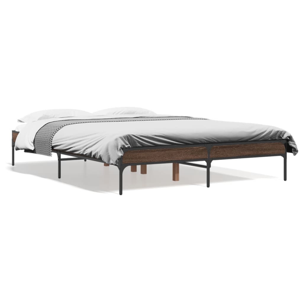 vidaXL Bed Frame without Mattress Brown Oak 140x190 cm