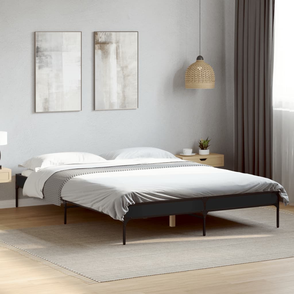 Bed Frame without Mattress Black 135x190 cm Double