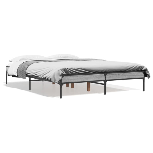 vidaXL Bed Frame without Mattress Grey Sonoma 135x190 cm Double