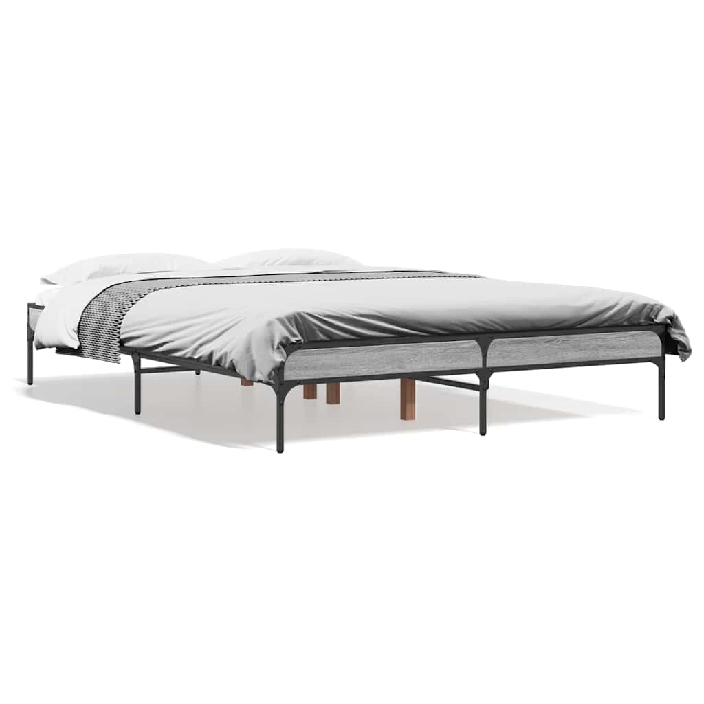 Bed Frame without Mattress Grey Sonoma 120x190 cm Small Double