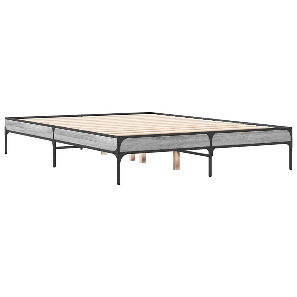 Bed Frame without Mattress Grey Sonoma 120x190 cm Small Double
