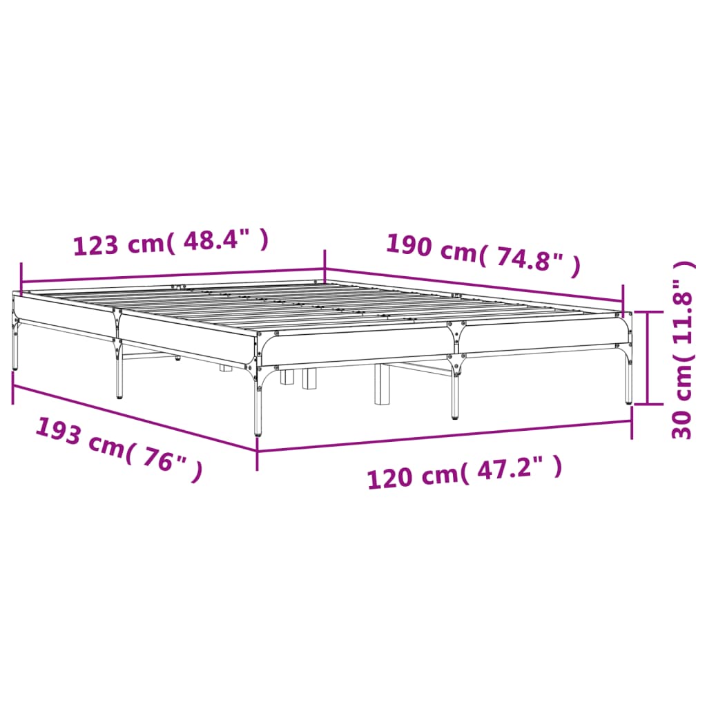 vidaXL Bed Frame without Mattress Brown Oak 120x190 cm Small Double