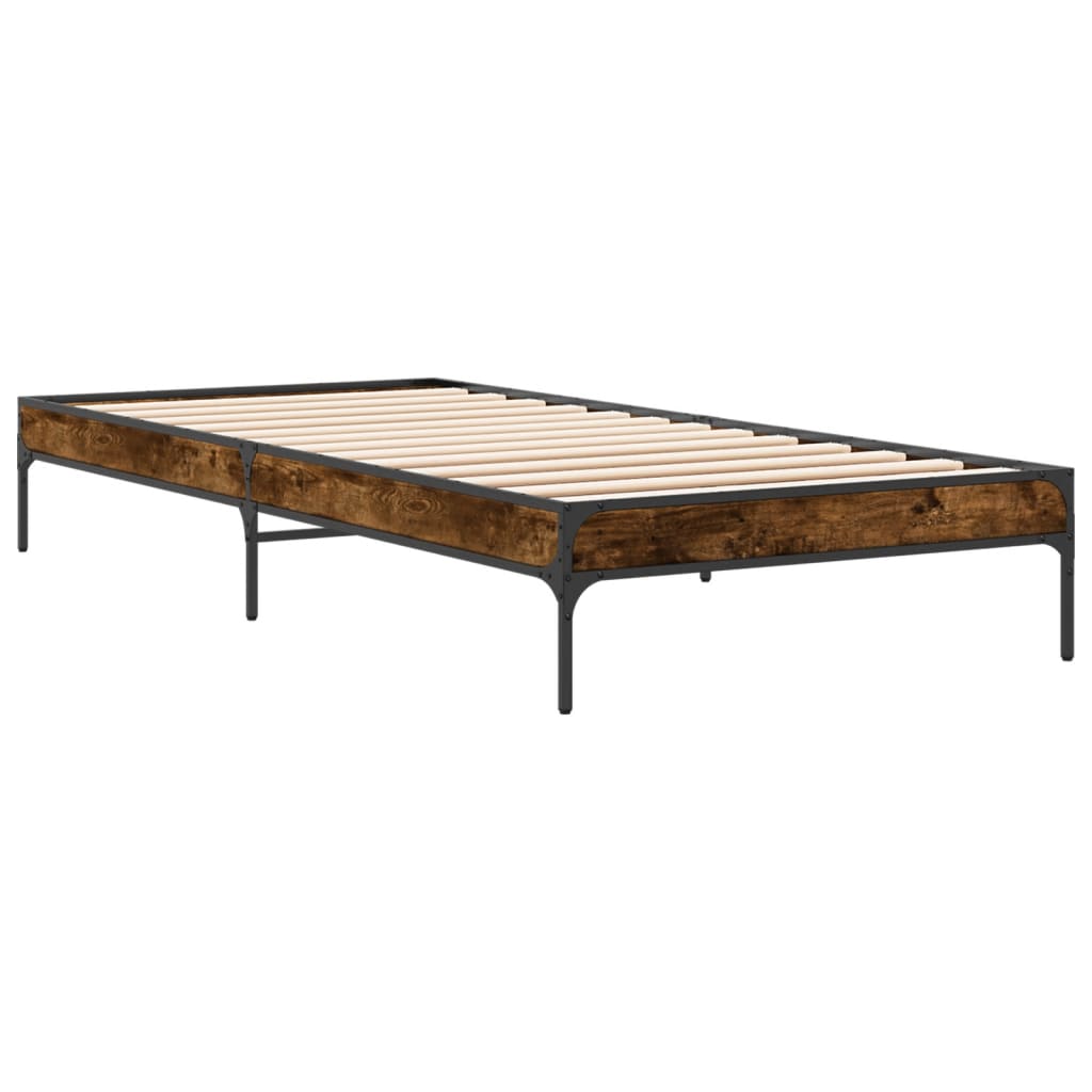 vidaXL Bed Frame without Mattress Smoked Oak 90x190 cm Single