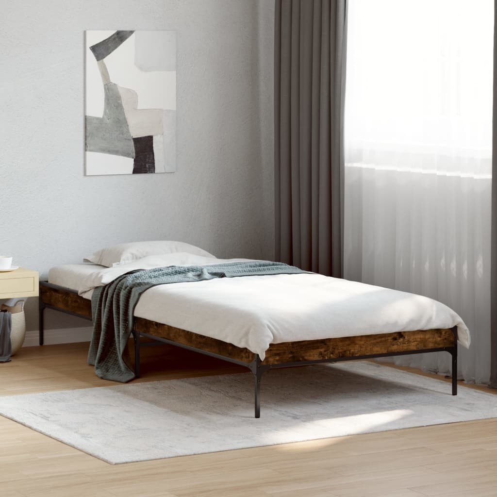 vidaXL Bed Frame without Mattress Smoked Oak 90x190 cm Single