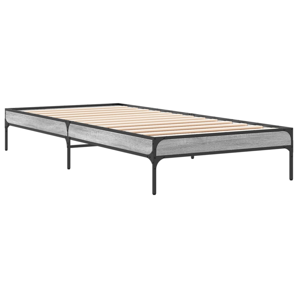 vidaXL Bed Frame without Mattress Grey Sonoma 90x190 cm Single