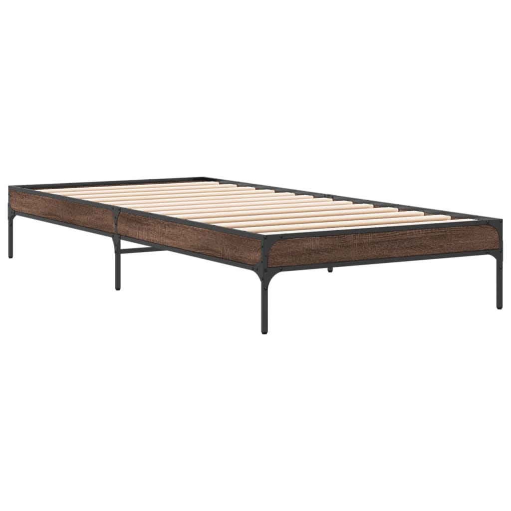 vidaXL Bed Frame without Mattress Brown Oak 75x190 cm Small Single