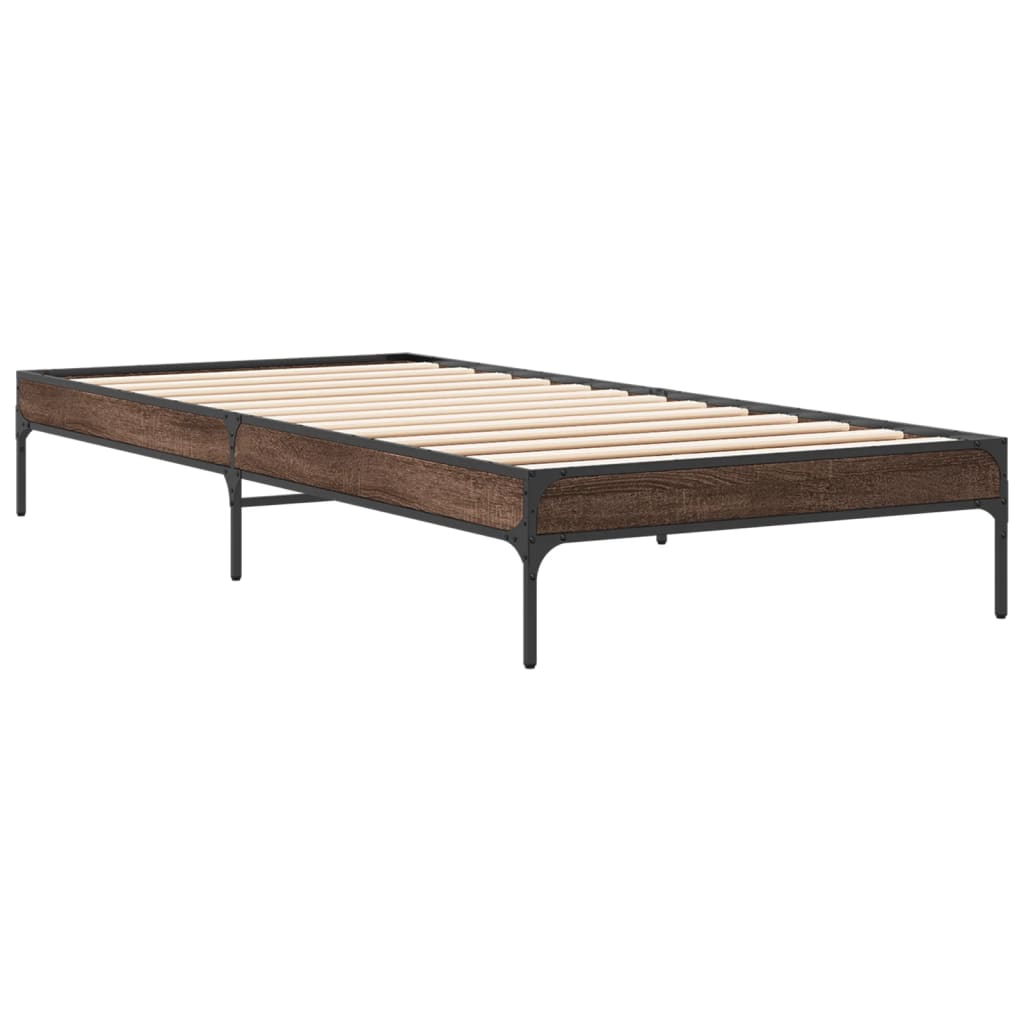 vidaXL Bed Frame without Mattress Brown Oak 75x190 cm Small Single