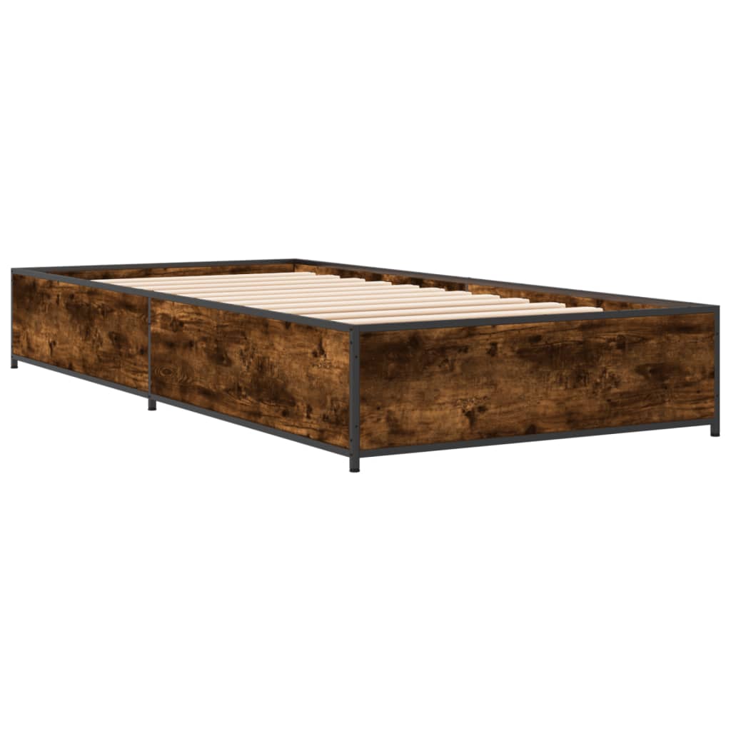 vidaXL Bed Frame without Mattress Smoked Oak 100x200 cm