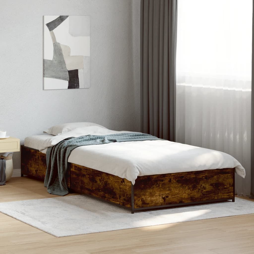 vidaXL Bed Frame without Mattress Smoked Oak 100x200 cm