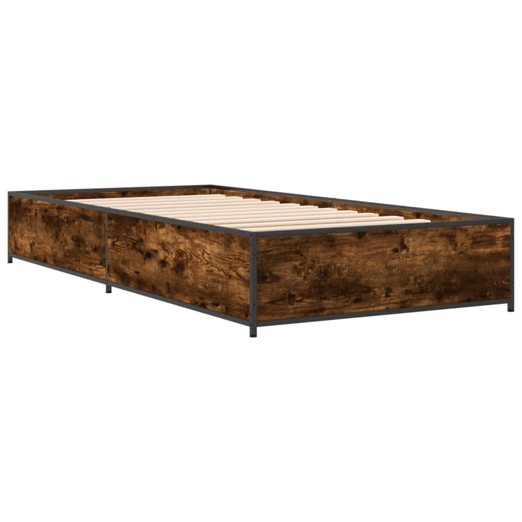 vidaXL Bed Frame without Mattress Smoked Oak 100x200 cm