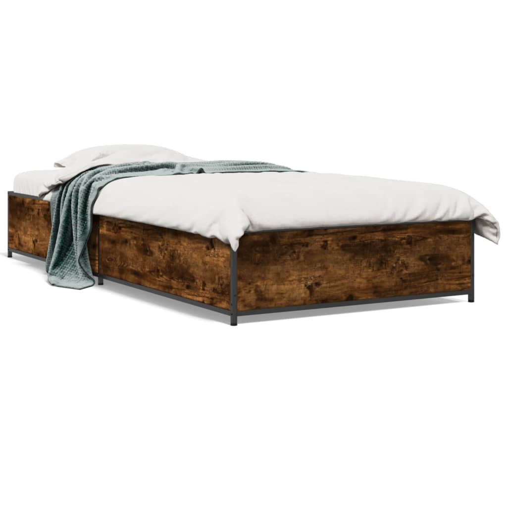 vidaXL Bed Frame without Mattress Smoked Oak 100x200 cm