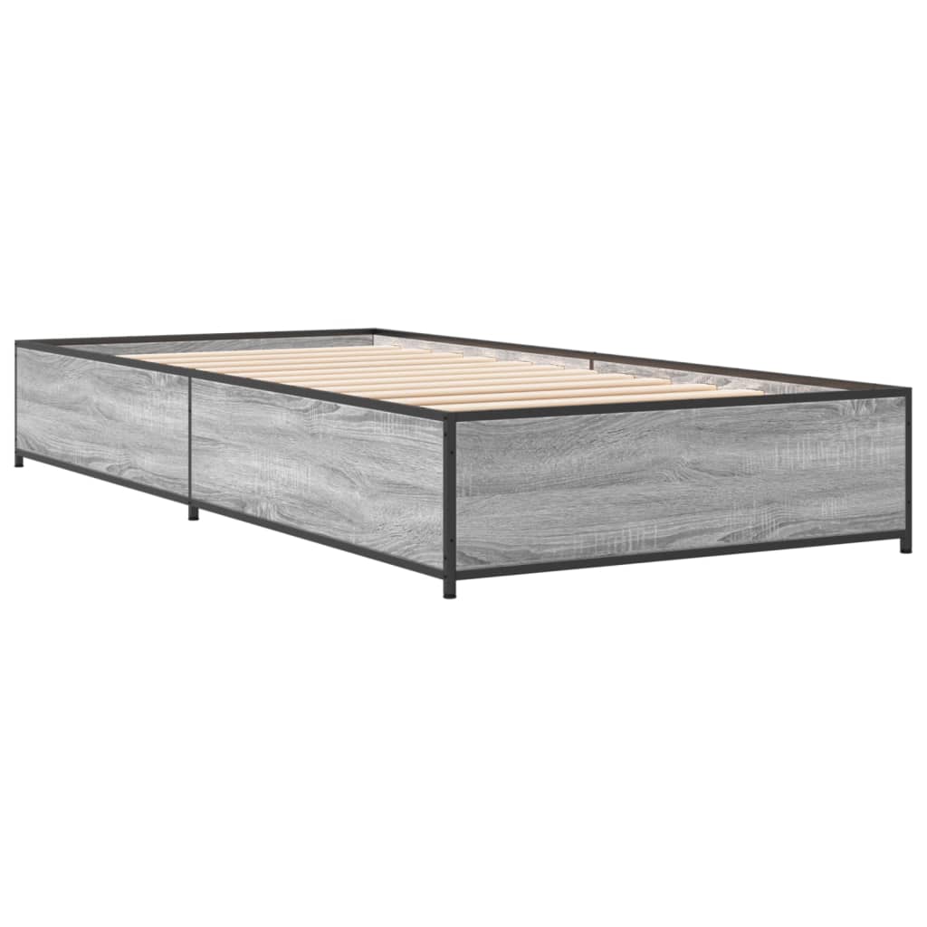 vidaXL Bed Frame without Mattress Grey Sonoma 100x200 cm