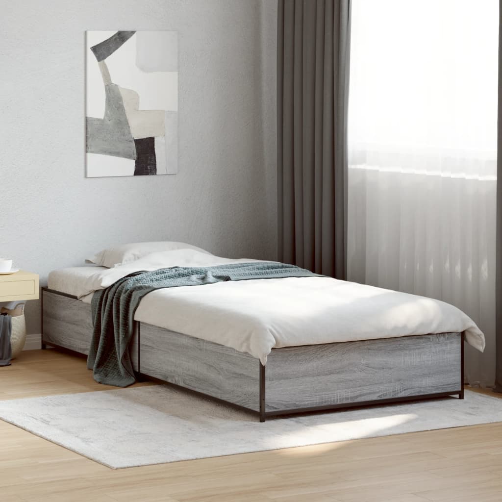 vidaXL Bed Frame without Mattress Grey Sonoma 100x200 cm