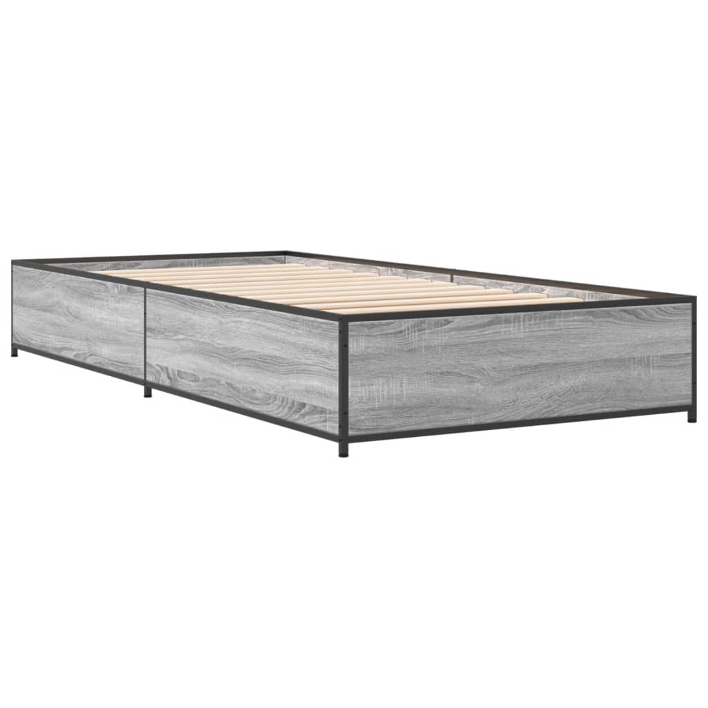 vidaXL Bed Frame without Mattress Grey Sonoma 100x200 cm