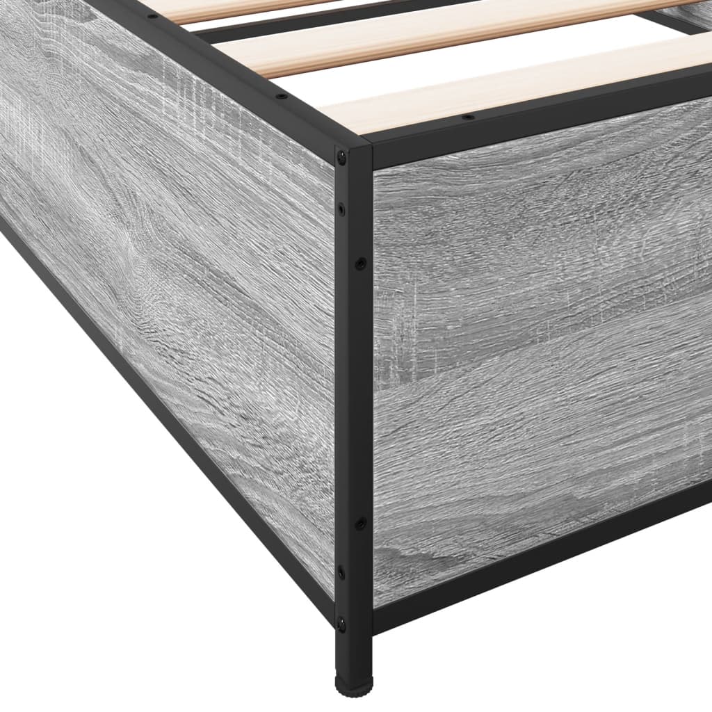 vidaXL Bed Frame without Mattress Grey Sonoma 100x200 cm