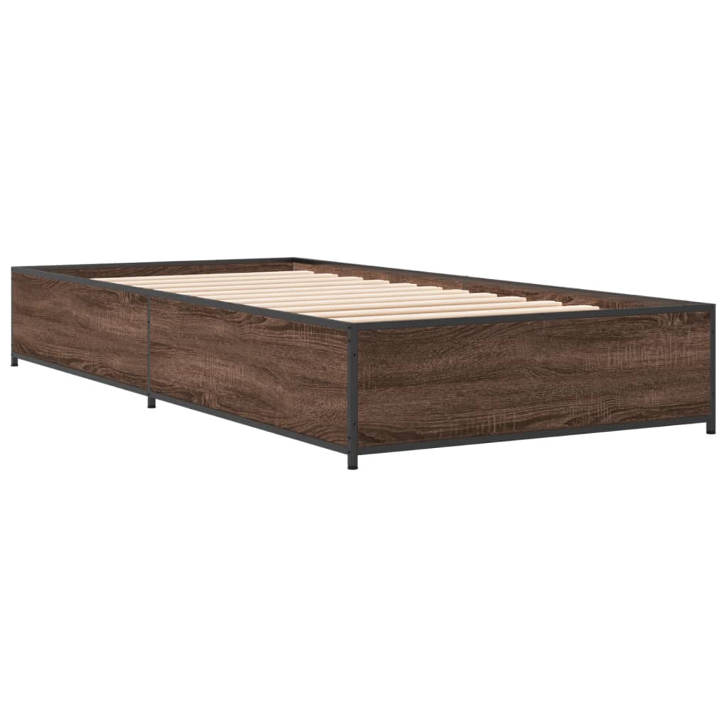 vidaXL Bed Frame without Mattress Brown Oak 100x200 cm