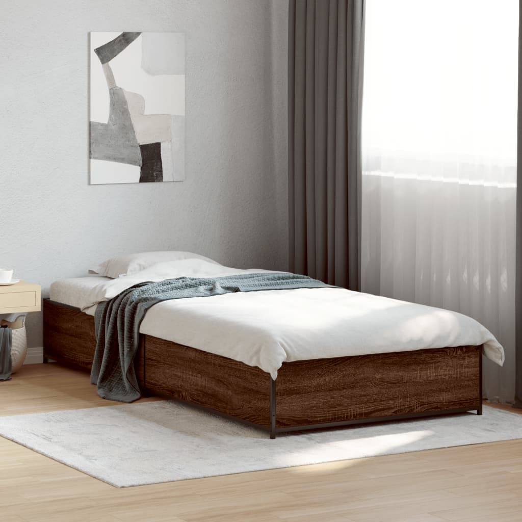 vidaXL Bed Frame without Mattress Brown Oak 100x200 cm