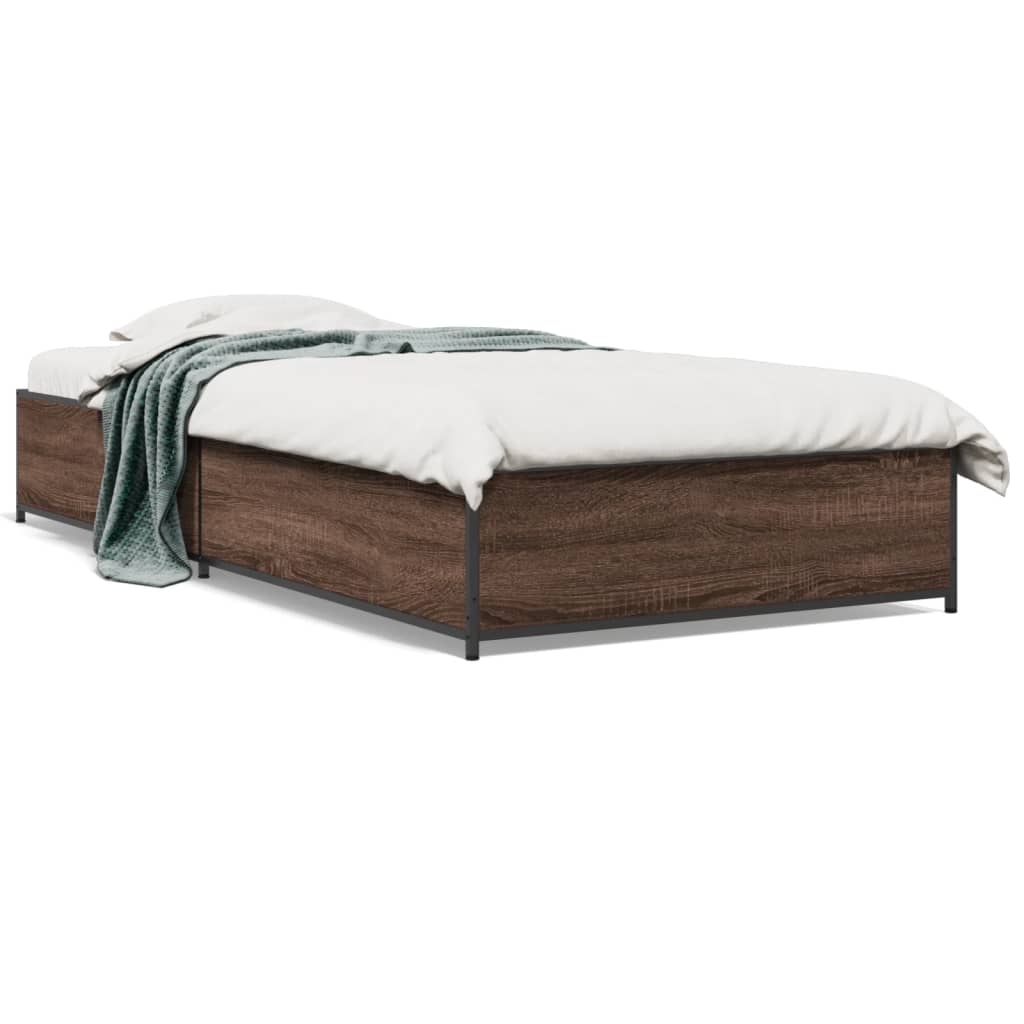 vidaXL Bed Frame without Mattress Brown Oak 100x200 cm