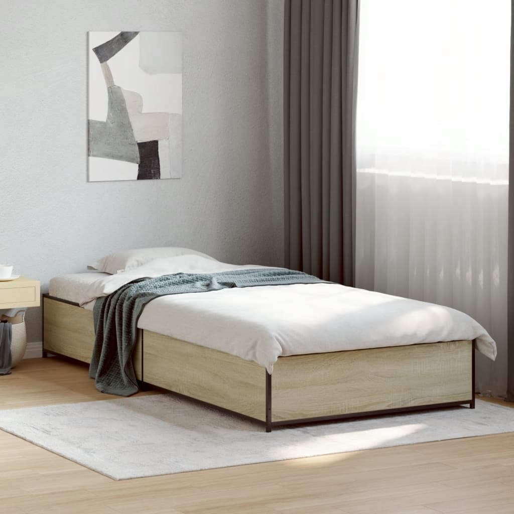 vidaXL Bed Frame without Mattress Sonoma Oak 90x190 cm Single