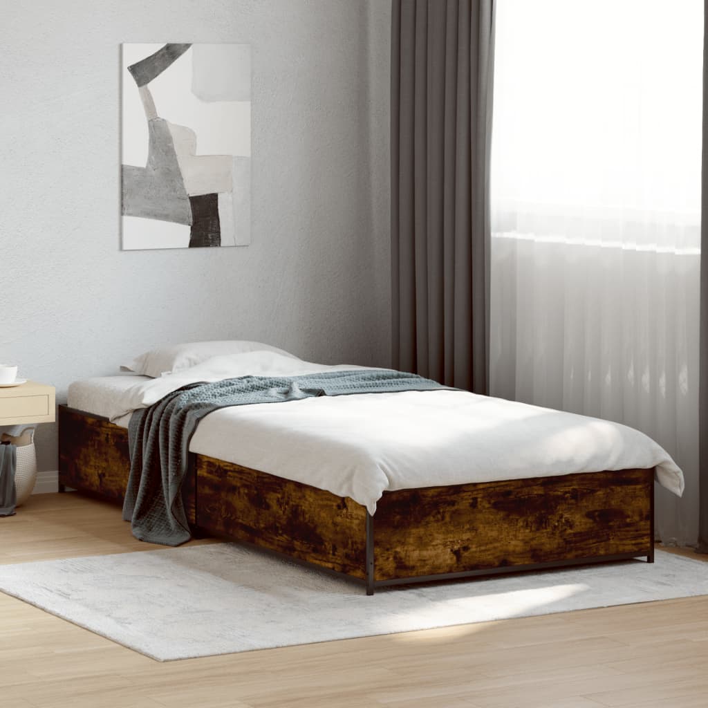 vidaXL Bed Frame without Mattress Smoked Oak 90x190 cm Single