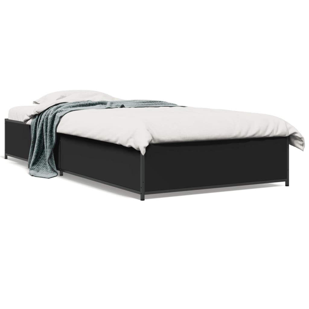 vidaXL Bed Frame without Mattress Black 75x190 cm Small Single