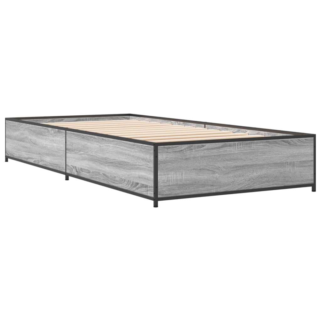 vidaXL Bed Frame without Mattress Grey Sonoma 75x190 cm Small Single