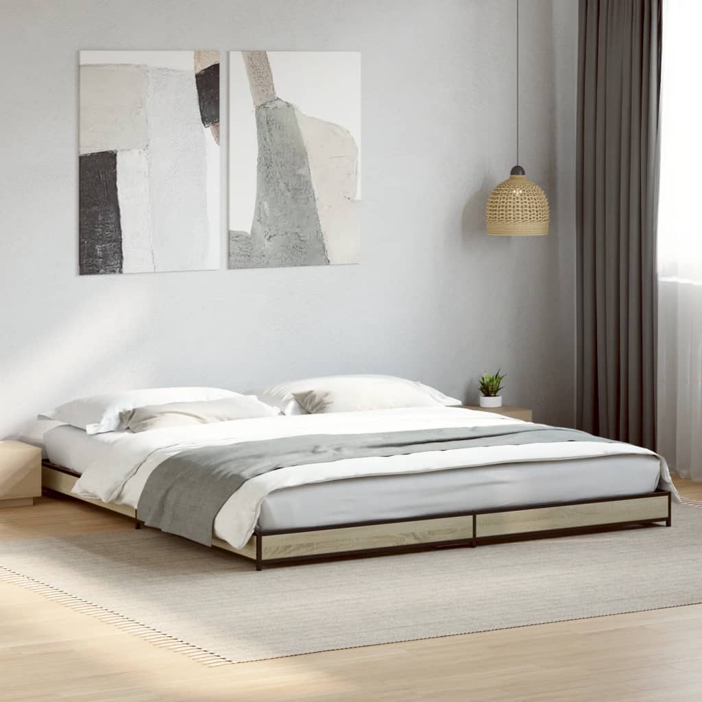 vidaXL Bed Frame without Mattress Sonoma Oak 200x200 cm