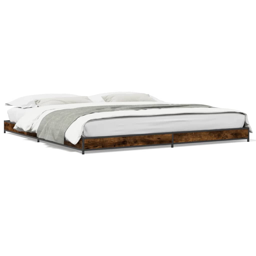 vidaXL Bed Frame without Mattress Smoked Oak 200x200 cm