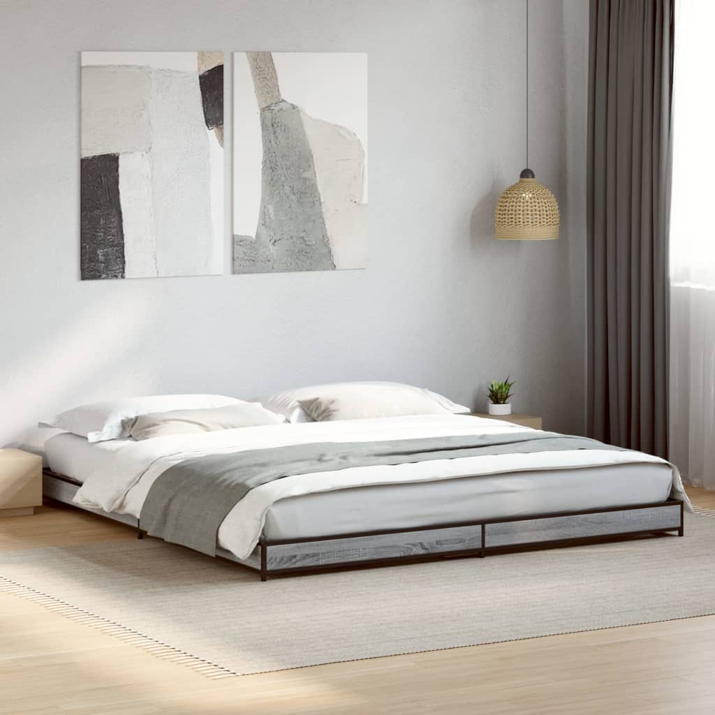 vidaXL Bed Frame without Mattress Grey Sonoma 200x200 cm