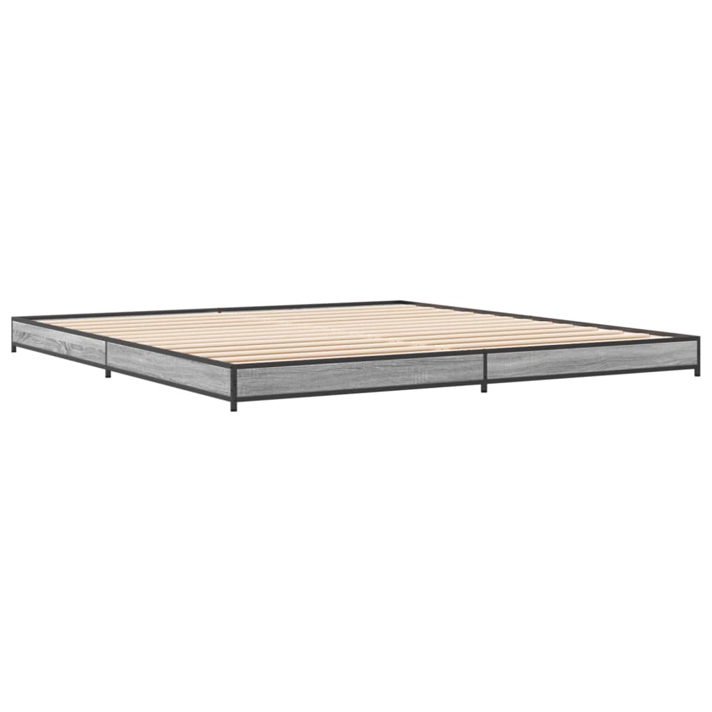 vidaXL Bed Frame without Mattress Grey Sonoma 200x200 cm