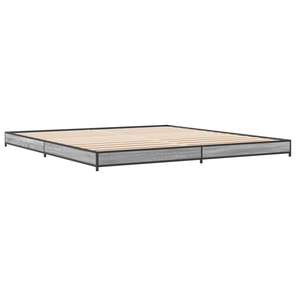 vidaXL Bed Frame without Mattress Grey Sonoma 180x200 cm Super King